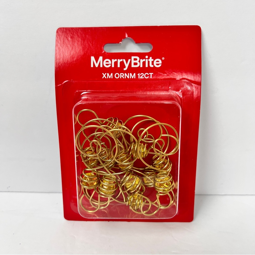 Merry Brite 12 count Gold colored Scroll Jeweled Ornament Hooks NIP